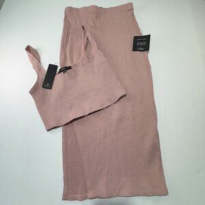 Lulu's Pink Ribbed Midi Dress